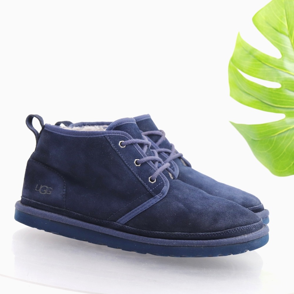 UGG Mens Neumel Chukka Ankle Boots Size 12 Blue Suede Shearling Sherpa Casual